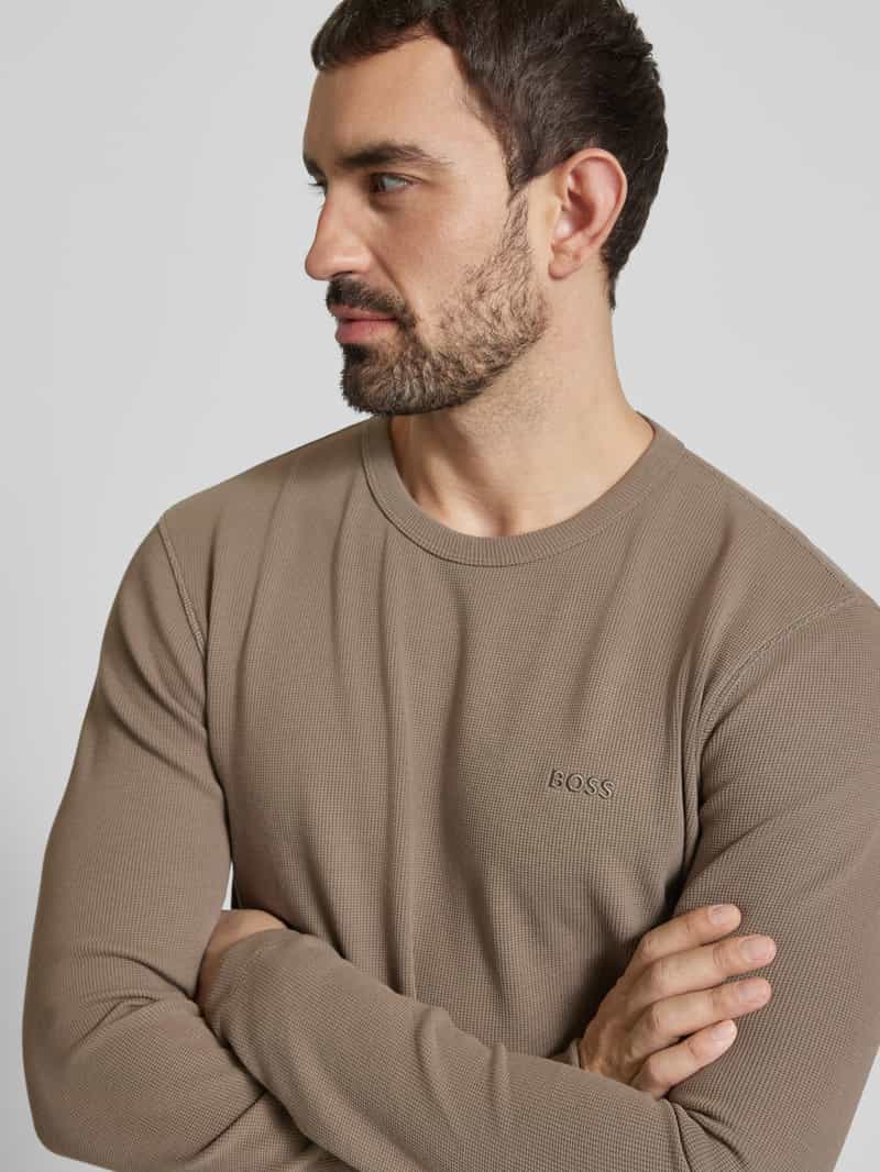 Boss Orange Shirt met lange mouwen en labelstitching model 'Tempesto'
