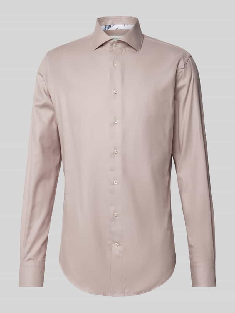 Profuomo Slim fit zakelijk overhemd met kentkraag model 'Cutaway'