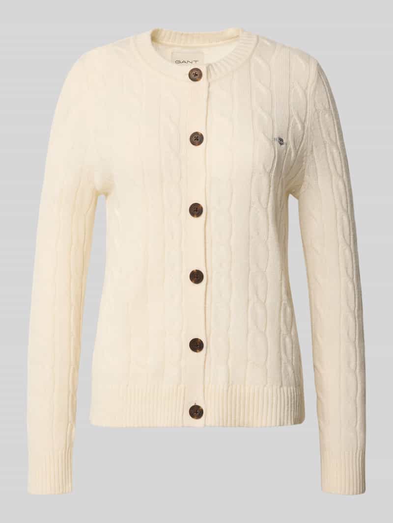 Gant Gebreid jack met kabelpatroon en labelstitching