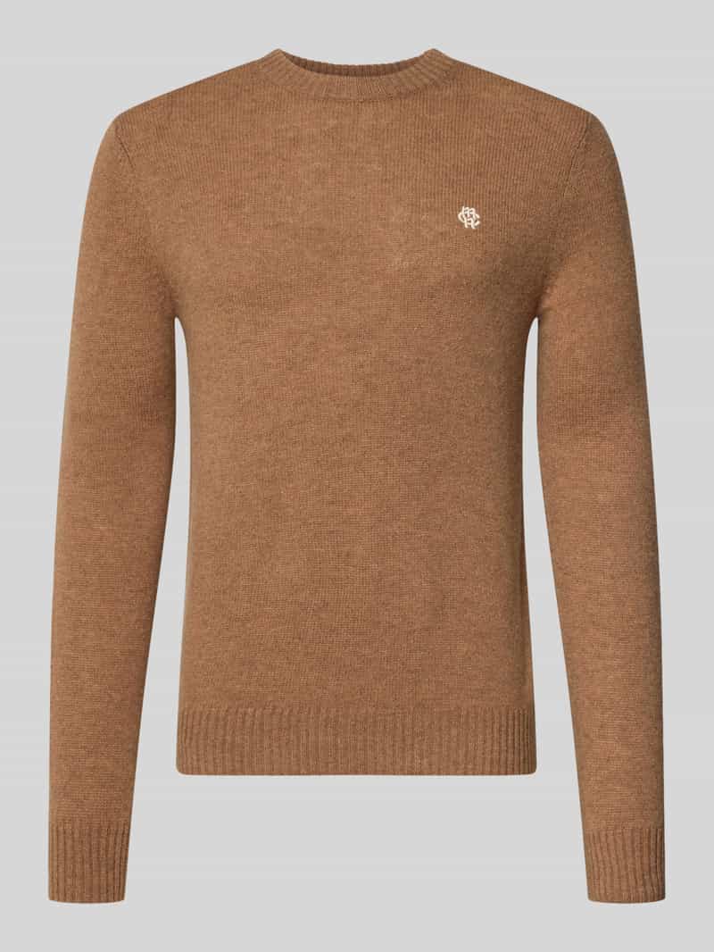 MCNEAL Slim fit gebreide pullover van pure wol met labelstitching