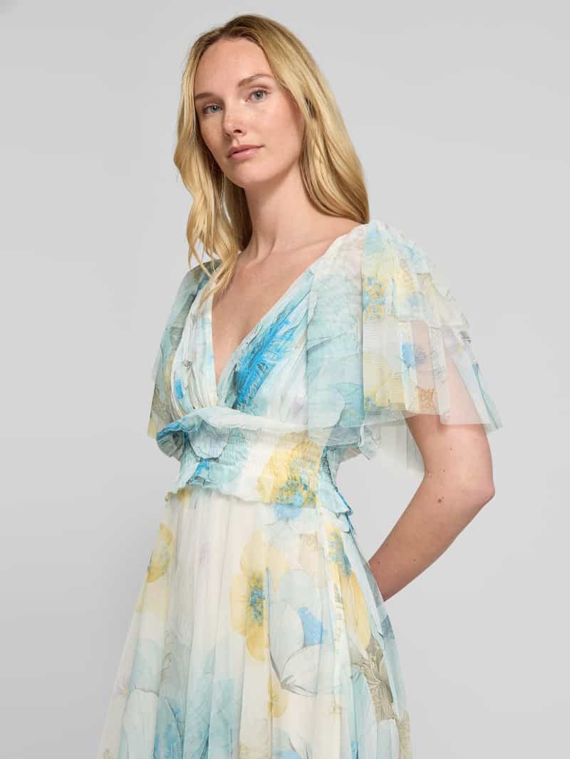 Lace & Beads Knielange cocktailjurk met V-hals