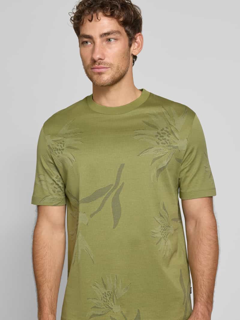 Boss T-shirt met geribde ronde hals model 'Taut'