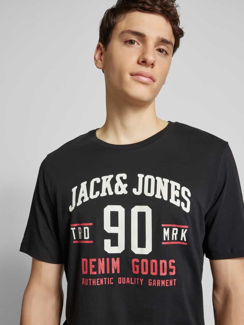 jack & jones T-shirt met labelprint in een set van 3 stuks model 'ETHAN'