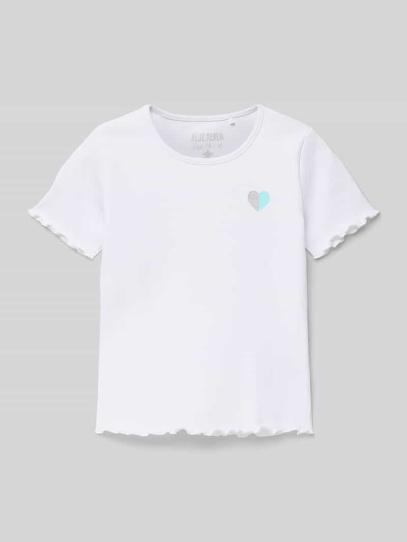 BLUE SEVEN T-shirt in riblook met ronde hals