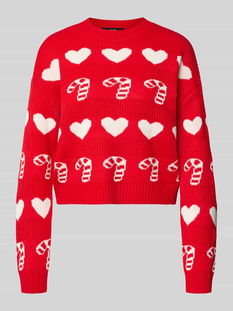 Vero Moda Regular fit kersttrui met ronde hals model 'CANDYHEARTS'
