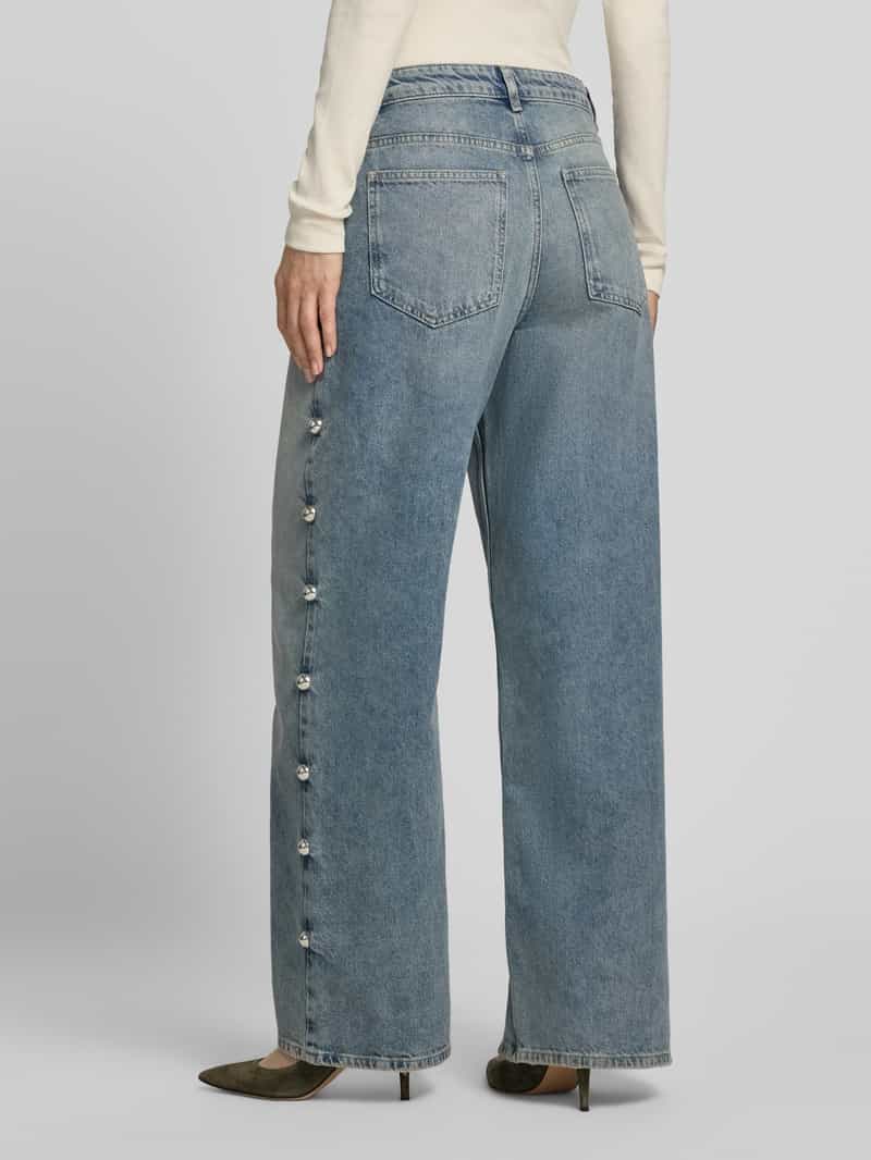 Jake*s Casual wide fit jeans met sierknopen
