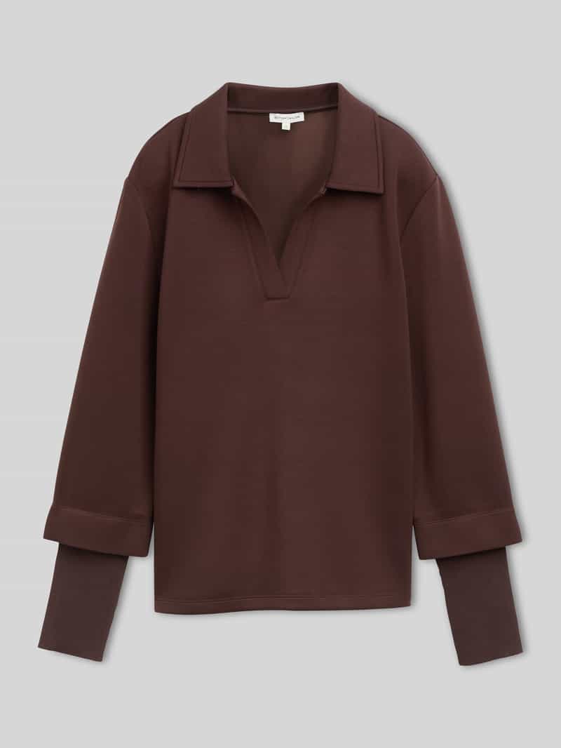 Tom Tailor Sweatshirt met polokraag van viscosemix