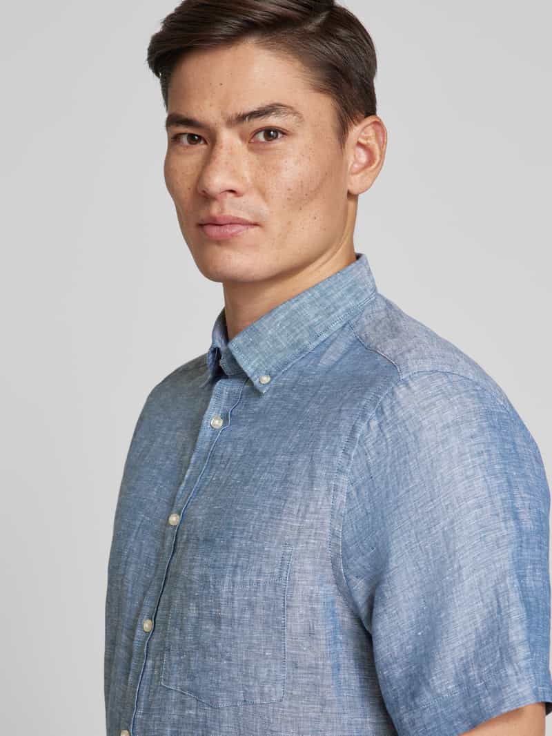 Christian Berg Men Regular fit linnen overhemd met button-downkraag