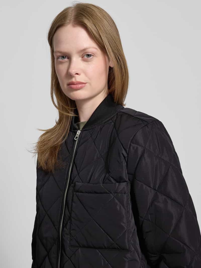 Jake*s Casual Regular fit gewatteerde lange jas met opstaande kraag