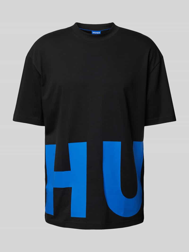 Hugo Blue T-shirt met labelprint, model 'Nannavaro'