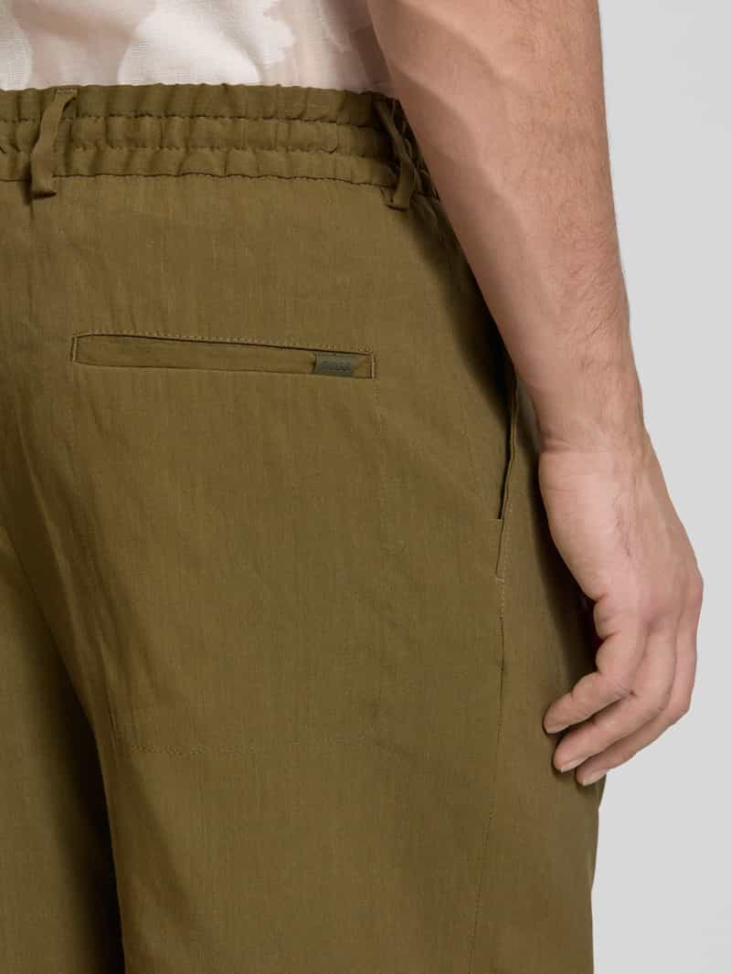 Boss Regular fit linnen bermuda met steekzakken model 'Peter'