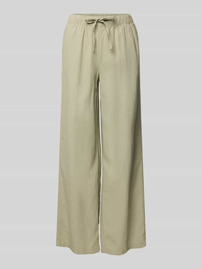 Only Wijde broek van een mix van viscose en linnen model 'CARO'