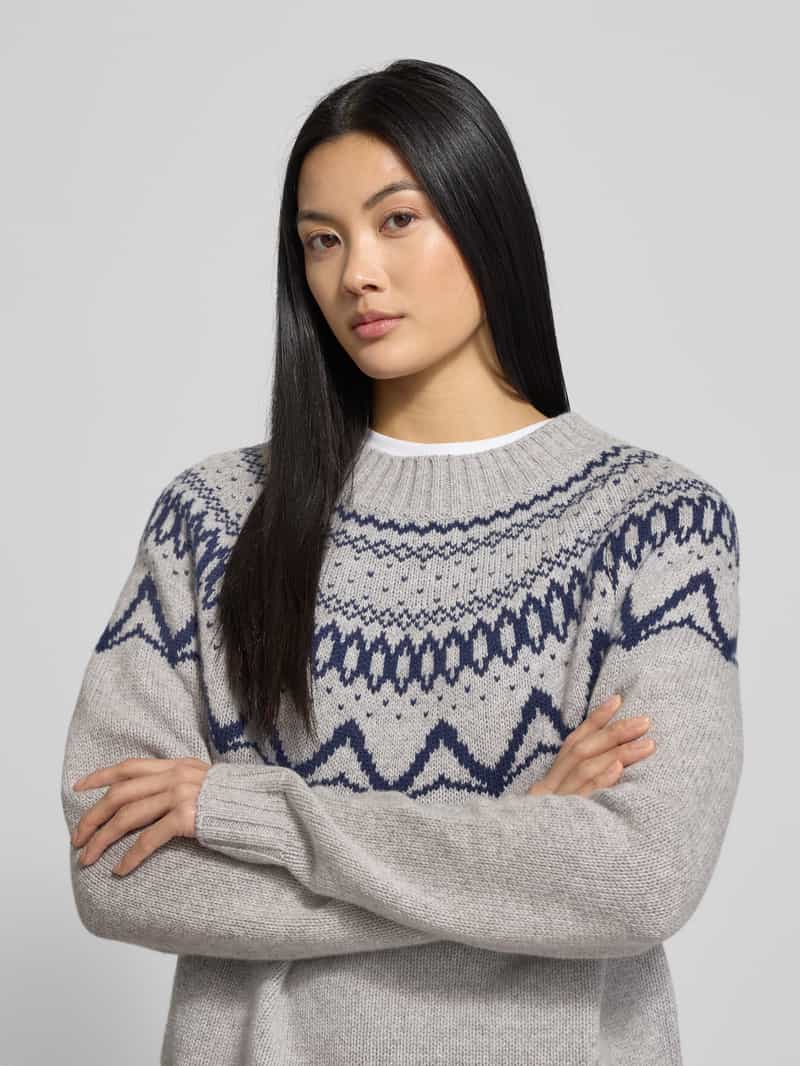 FYNCH-HATTON Regular fit pullover van zuivere wol in gebreide look