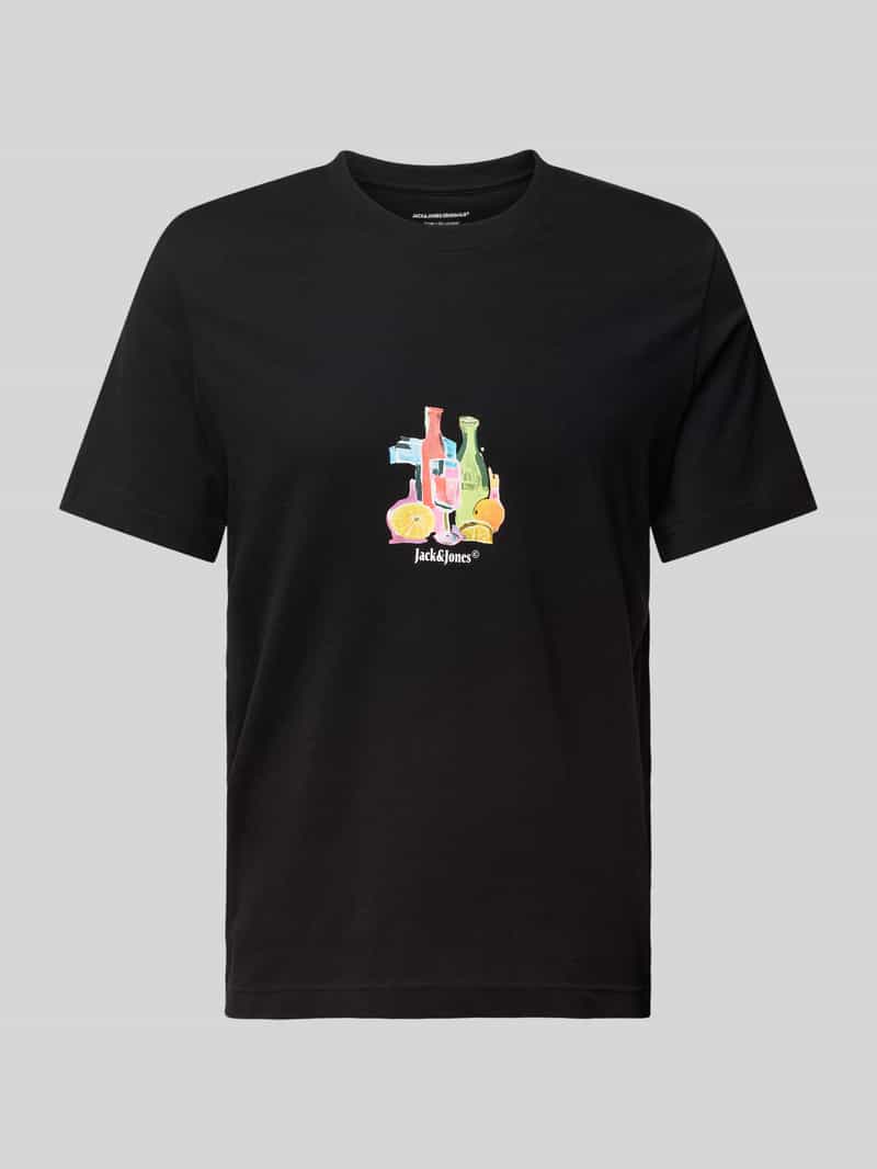 jack & jones T-shirt met geribde ronde hals model 'VARENNA'
