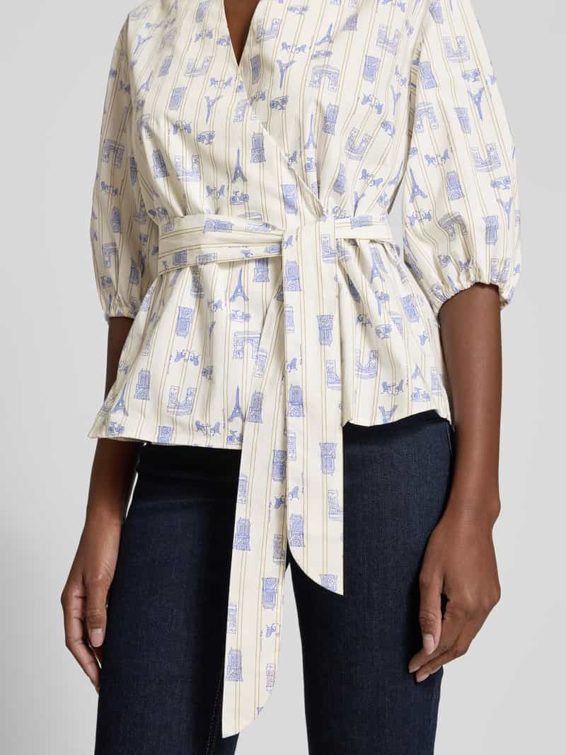 Christian Berg Woman Selection Regular fit blouse met strikceintuur