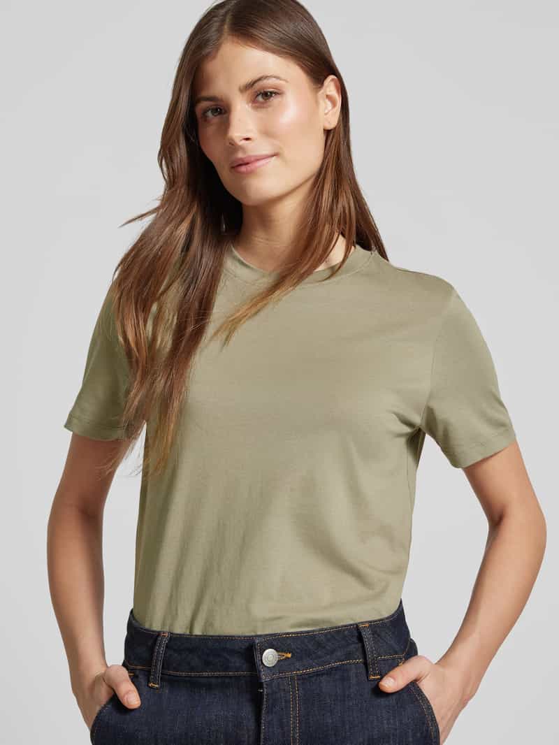 Selected Femme T-shirt met geribde ronde hals