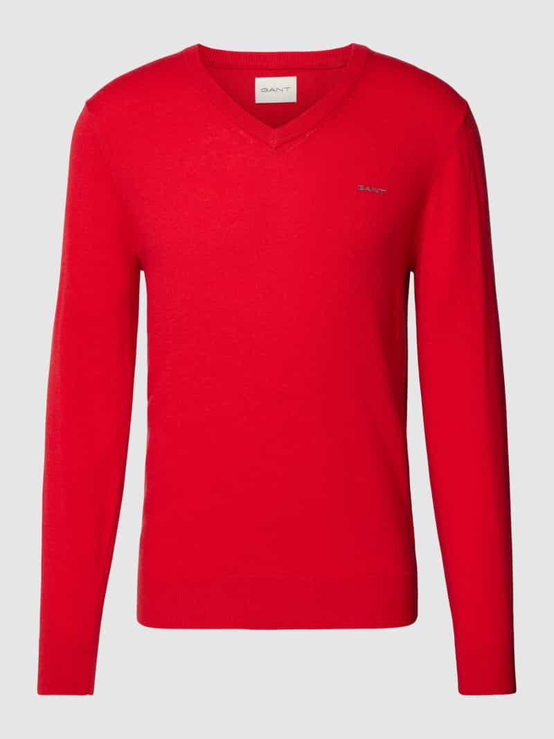 Gant Gebreide pullover van lamswolmix met V-hals