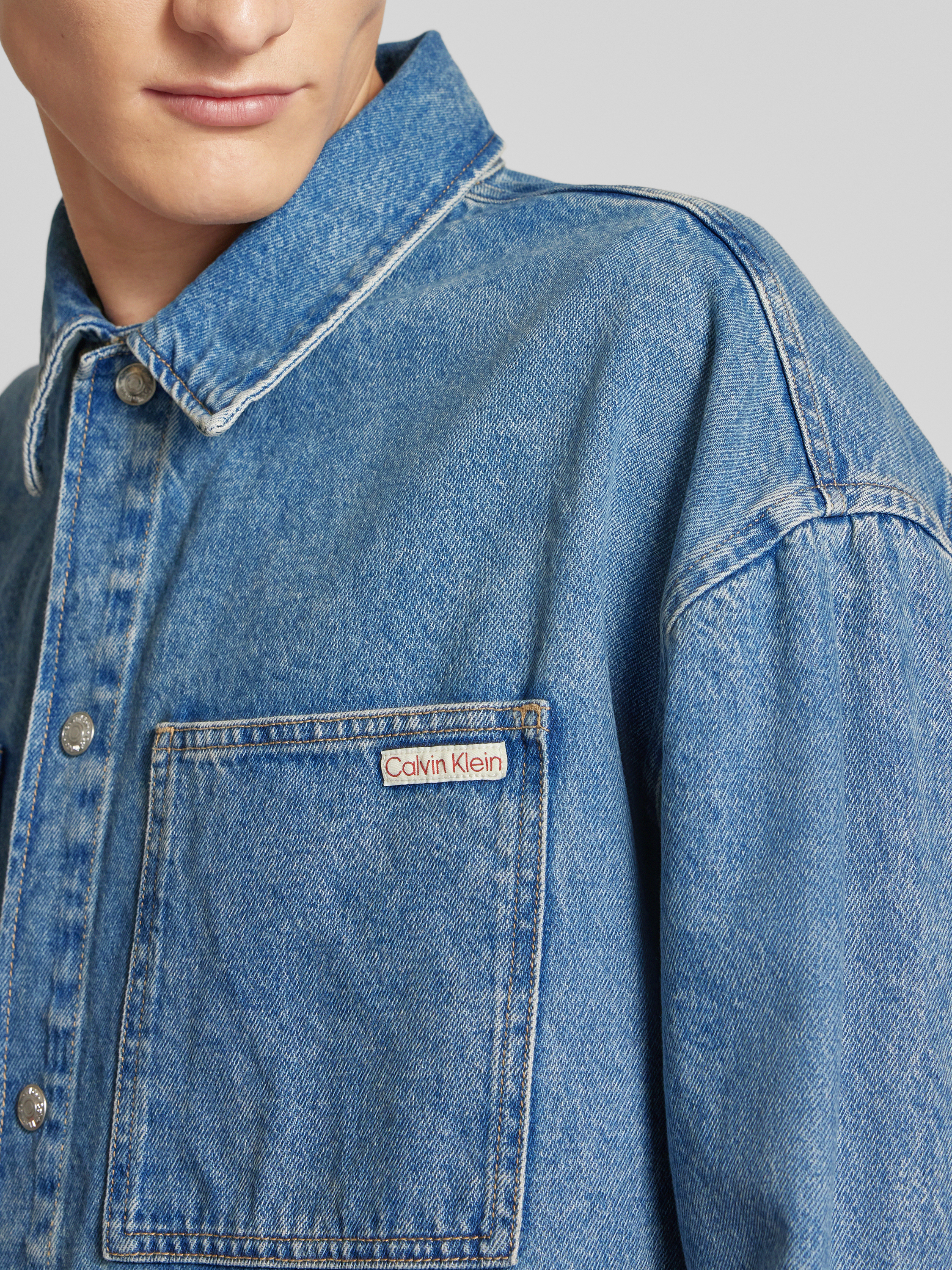 Calvin Klein Jeans Relaxed fit jeansoverhemd met labelpatch