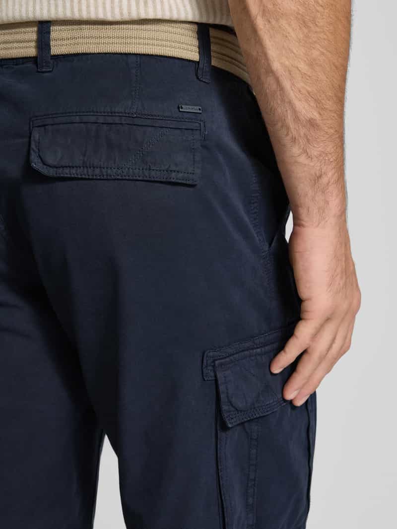 Lerros Korte regular fit cargobroek met riem