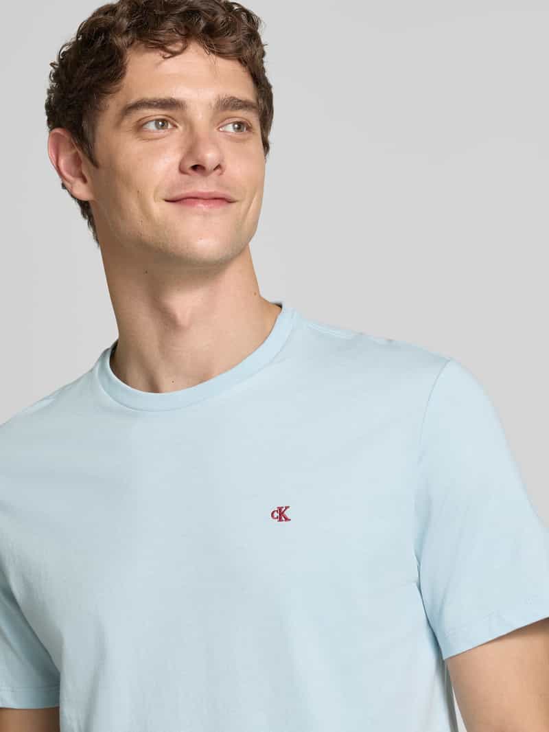 Calvin Klein Jeans T-shirt met geribde ronde hals