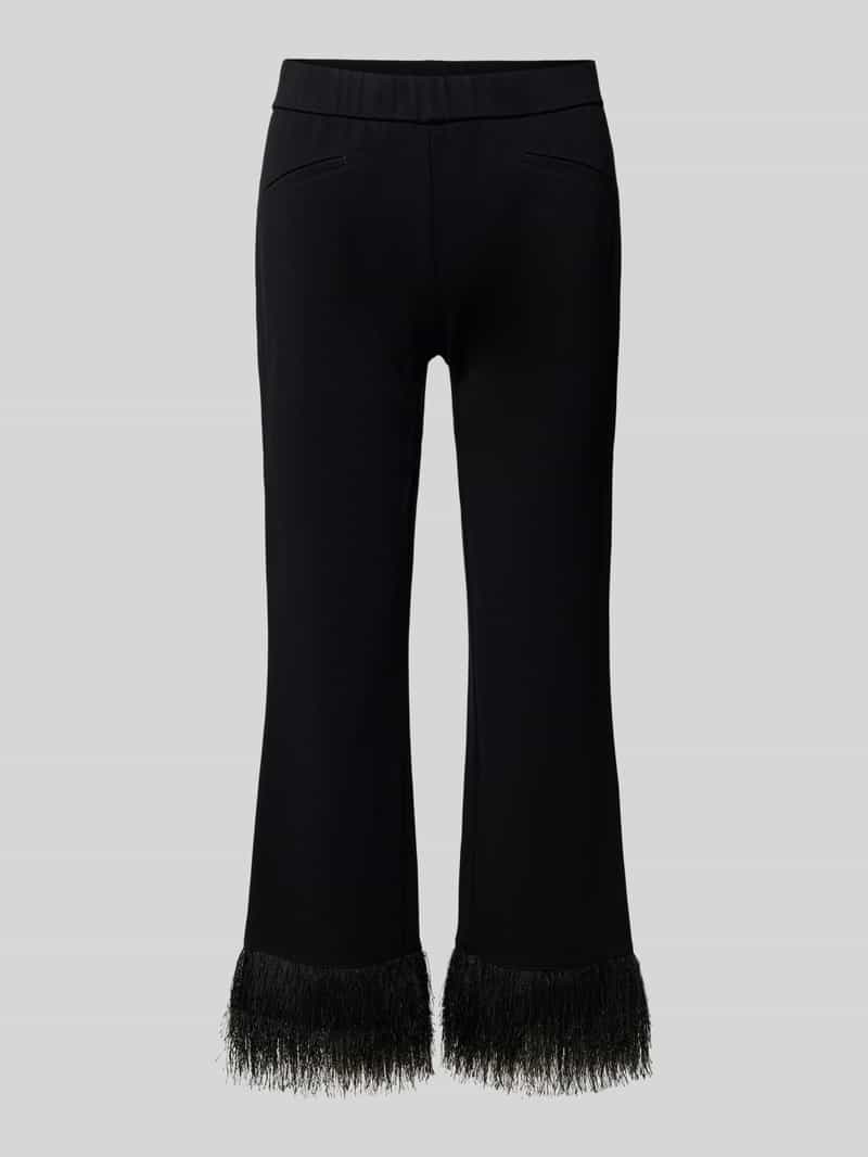 TONI Flared cut broek van viscosemix met franjes