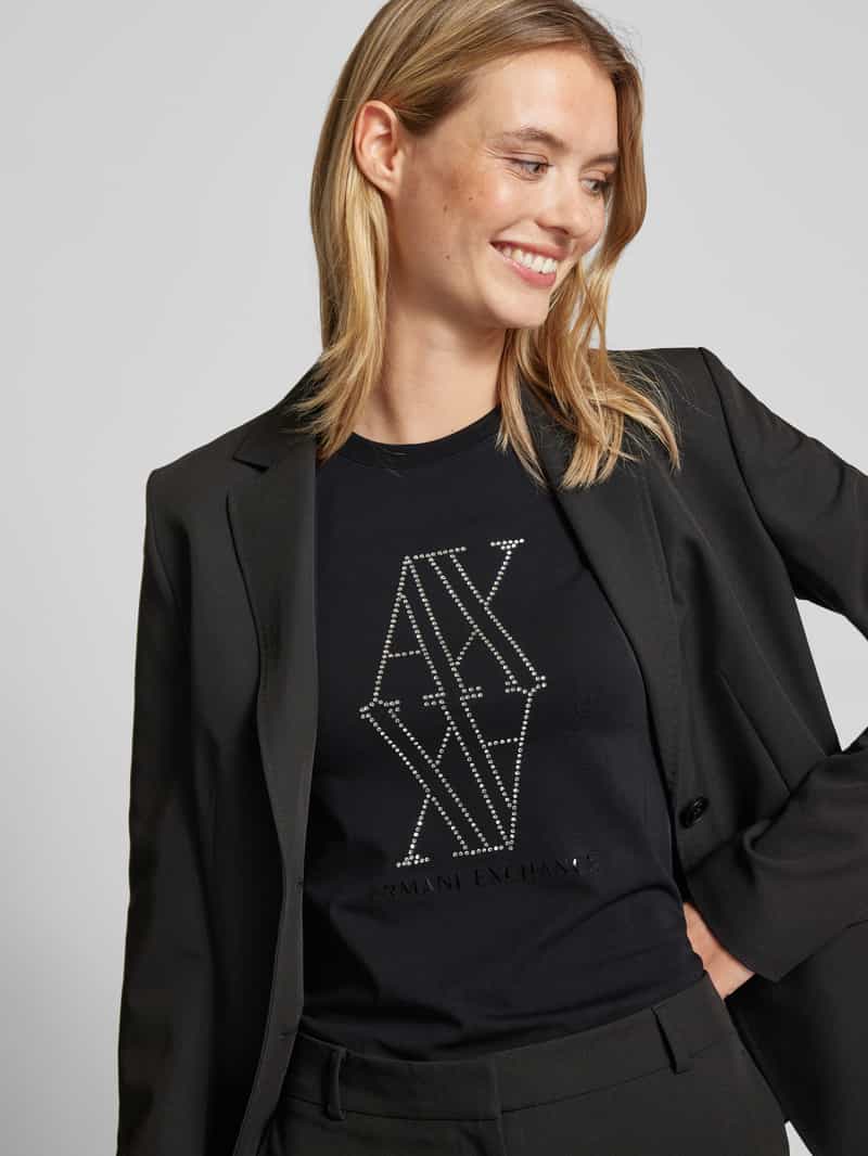Armani Exchange Shirt met lange mouwen en strass-steentjes