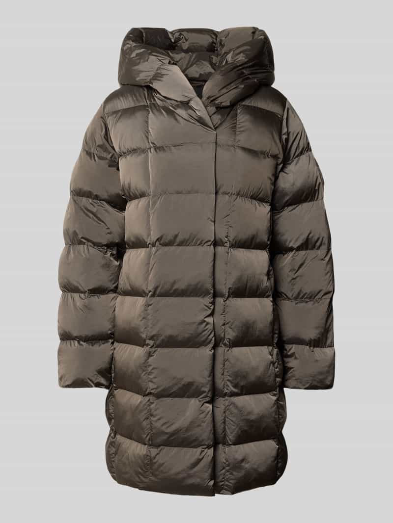 Calvin Klein Womenswear Glanzende gewatteerde lange jas met capuchon