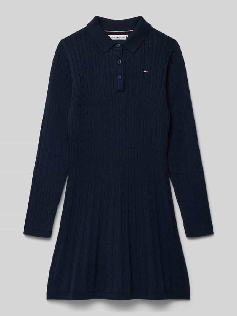 Tommy Hilfiger Teens Getailleerde gebreide jurk van puur katoen