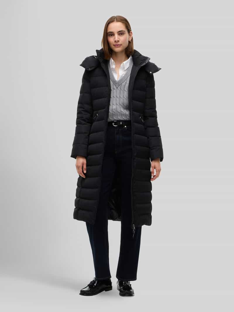 Tommy Hilfiger Slim Fit lange donsjas met stormboeien