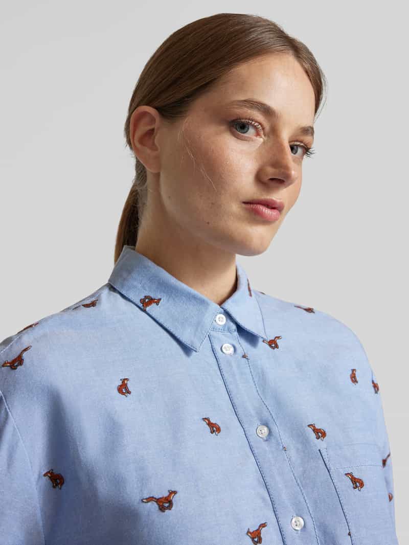 Jake*s Casual Relaxed fit overhemdblouse van puur biologisch katoen met borstzak