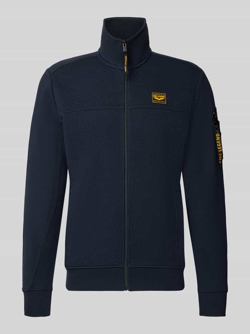 Sweatjack met opstaande kraag en labelpatch