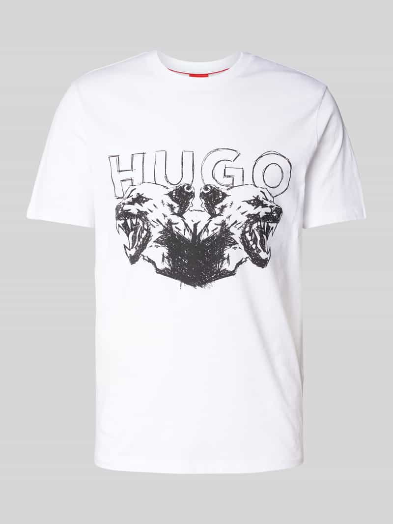 HUGO T-shirt met label- en motiefprint model 'Durro'