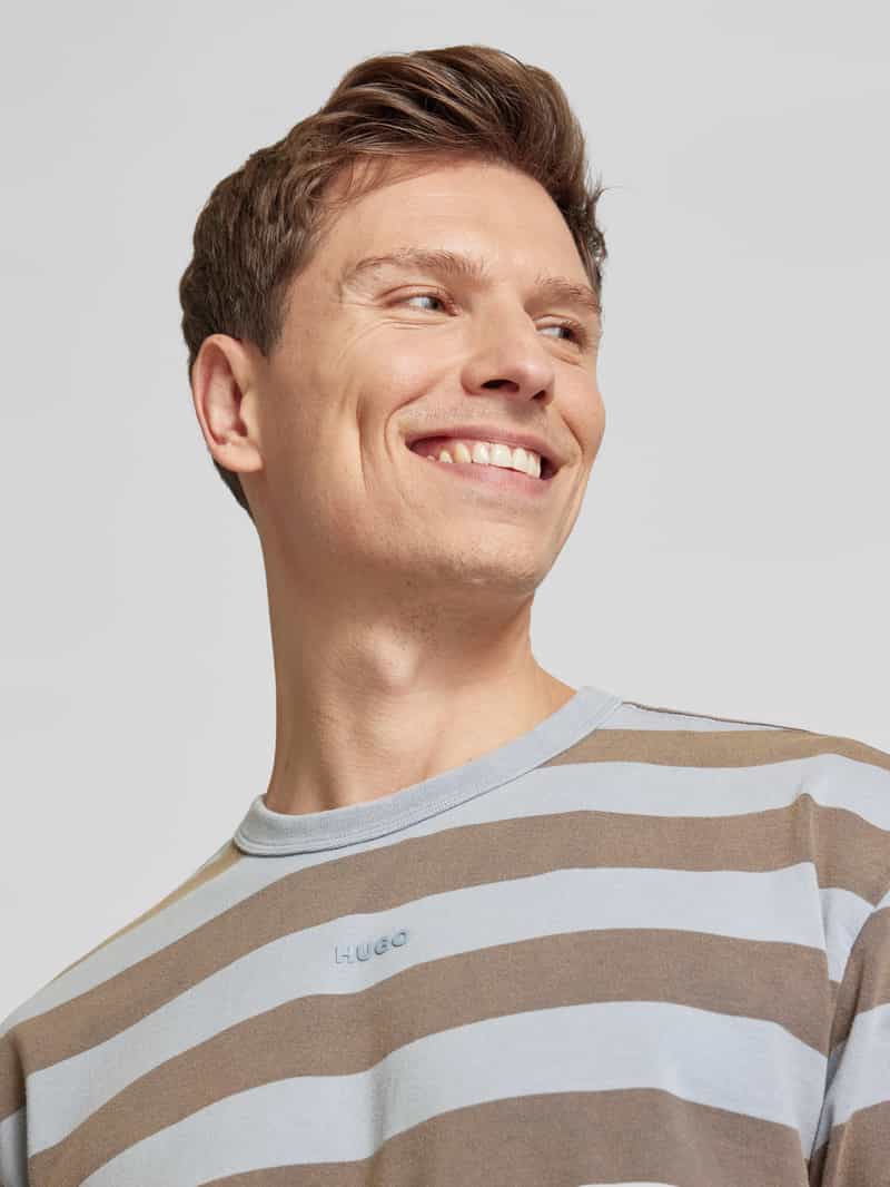HUGO T-shirt met geribde ronde hals model 'Dockoe'