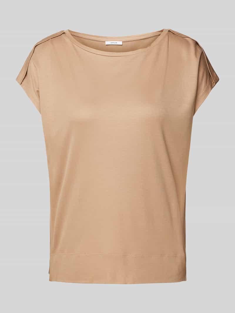 Opus T-shirt met geribde ronde hals model 'Sestern'