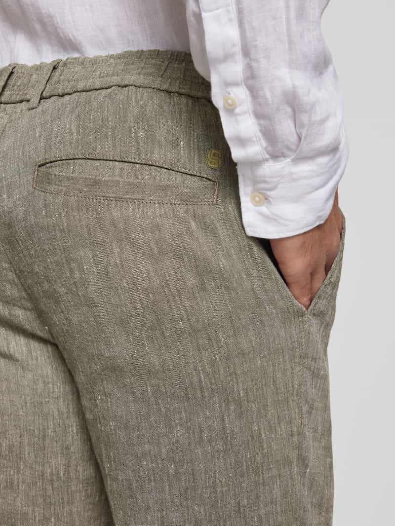 Boss Regular tapered fit linnen broek met tunnelkoord model 'Kane'
