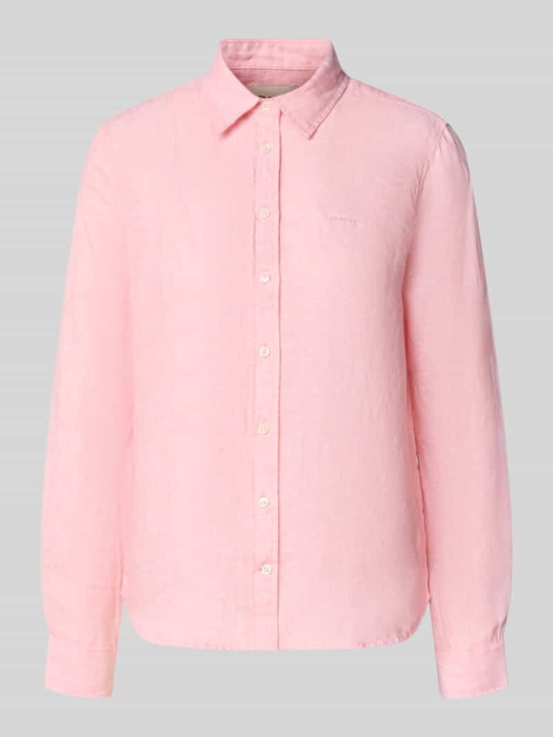 regular fit linnen blouse met labelstitching