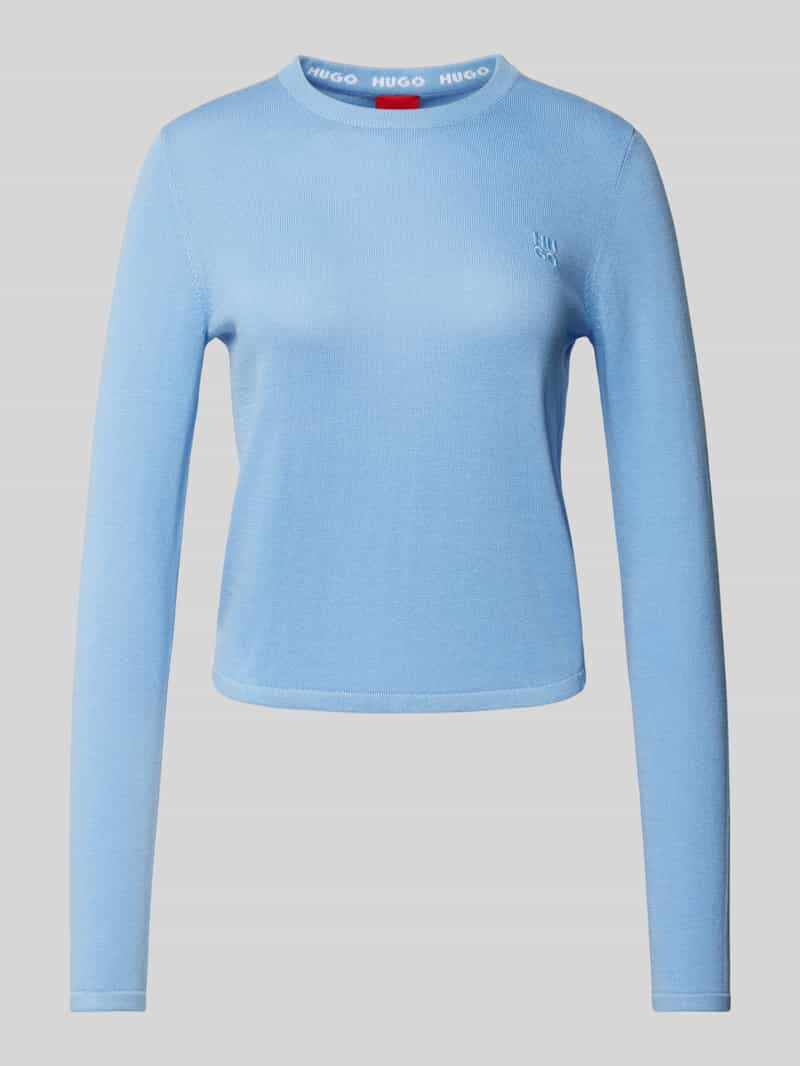 HUGO Gebreide pullover met labelstitching, model 'Scallia'