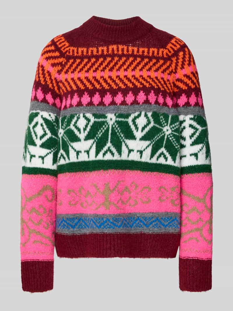 Essentiel Antwerp Loose fit gebreide pullover met meerkleurig motief model 'IRELANDO'
