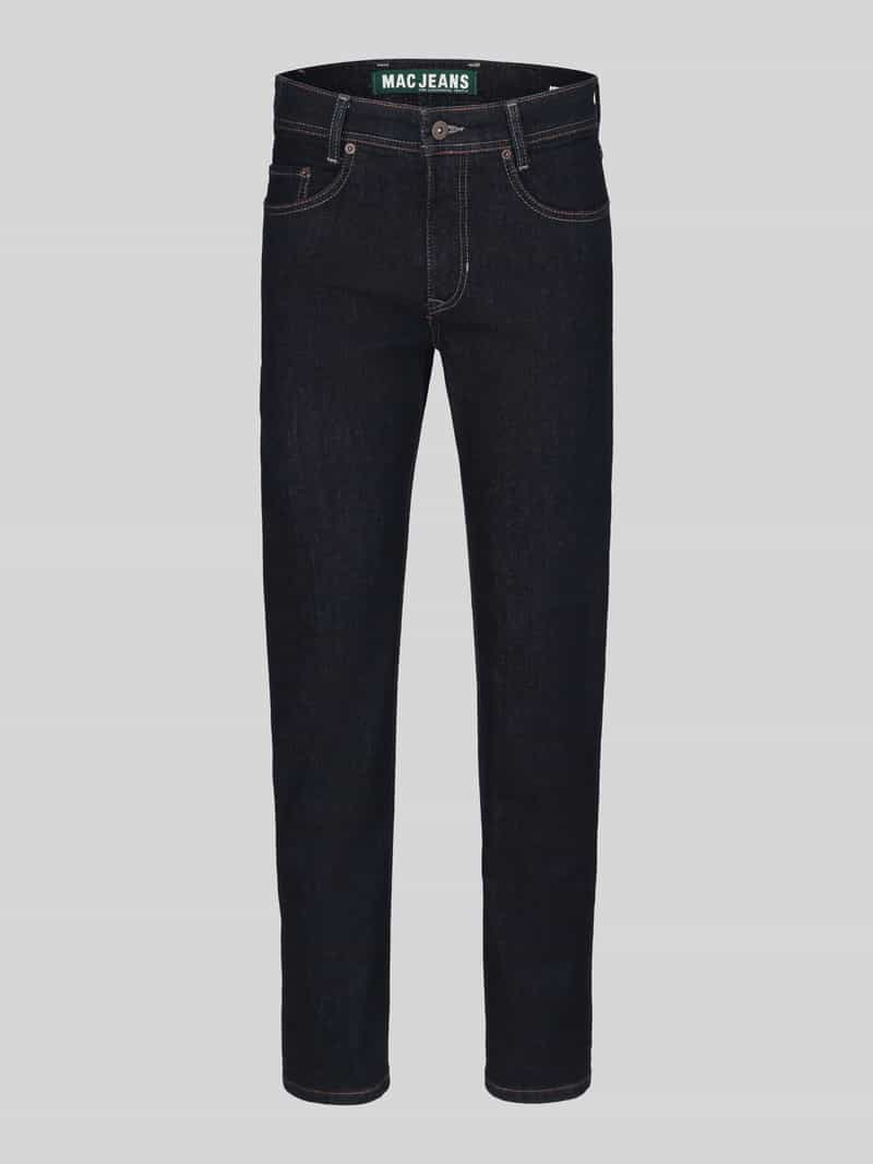 MAC Straight Fit Jeans aus Baumwoll-Mix Modell 'Arne' in Dunkelblau, Größe 32/34 21143323234