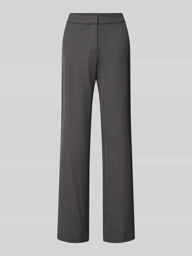 Review High waist stoffen broek met knoop haakjes- en ritssluiting