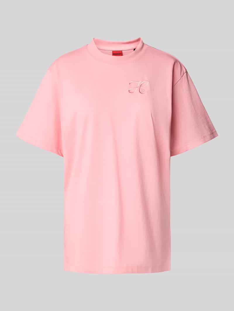 HUGO Relaxed fit T-shirt met labelstitching en ronde hals