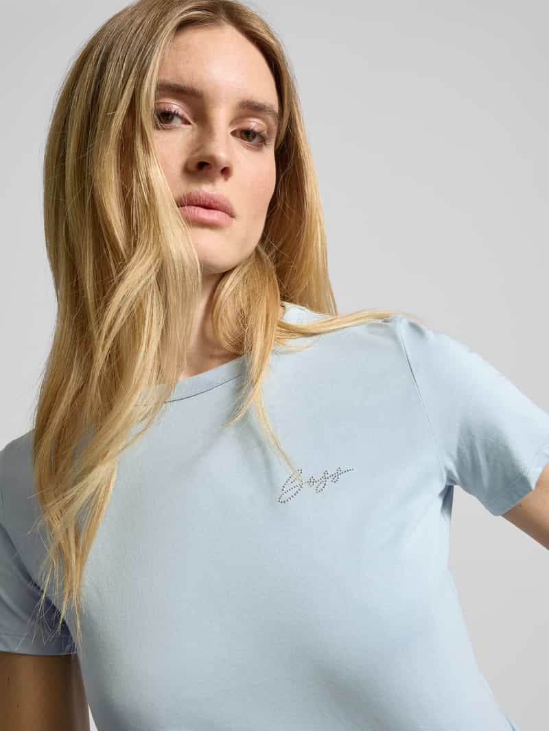 T-shirt z detalem z logo model ‘Elogo’