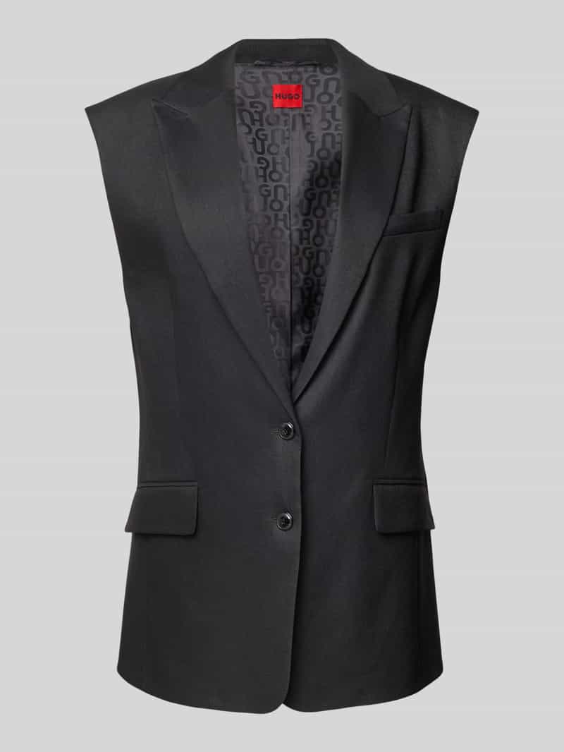 HUGO Linnen gilet met reverskraag model 'Amise'