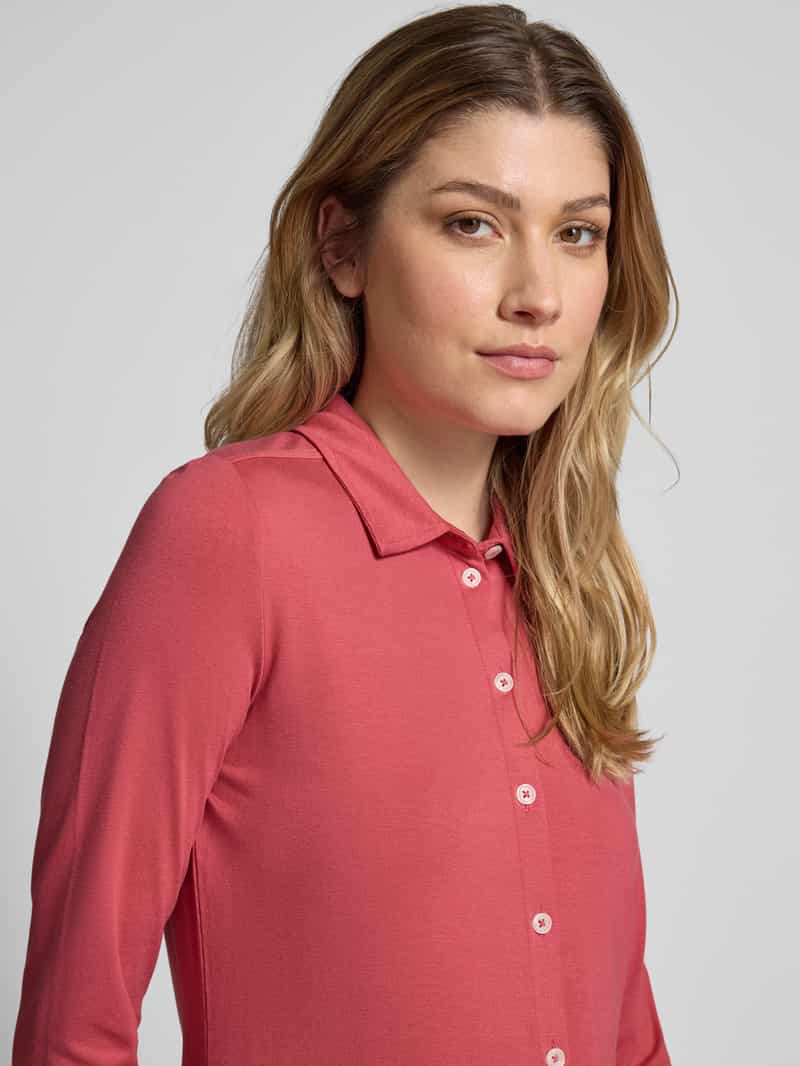 Marc O'Polo Regular fit jersey blouse met lange mouwen van viscosemix met klassieke kentkraag