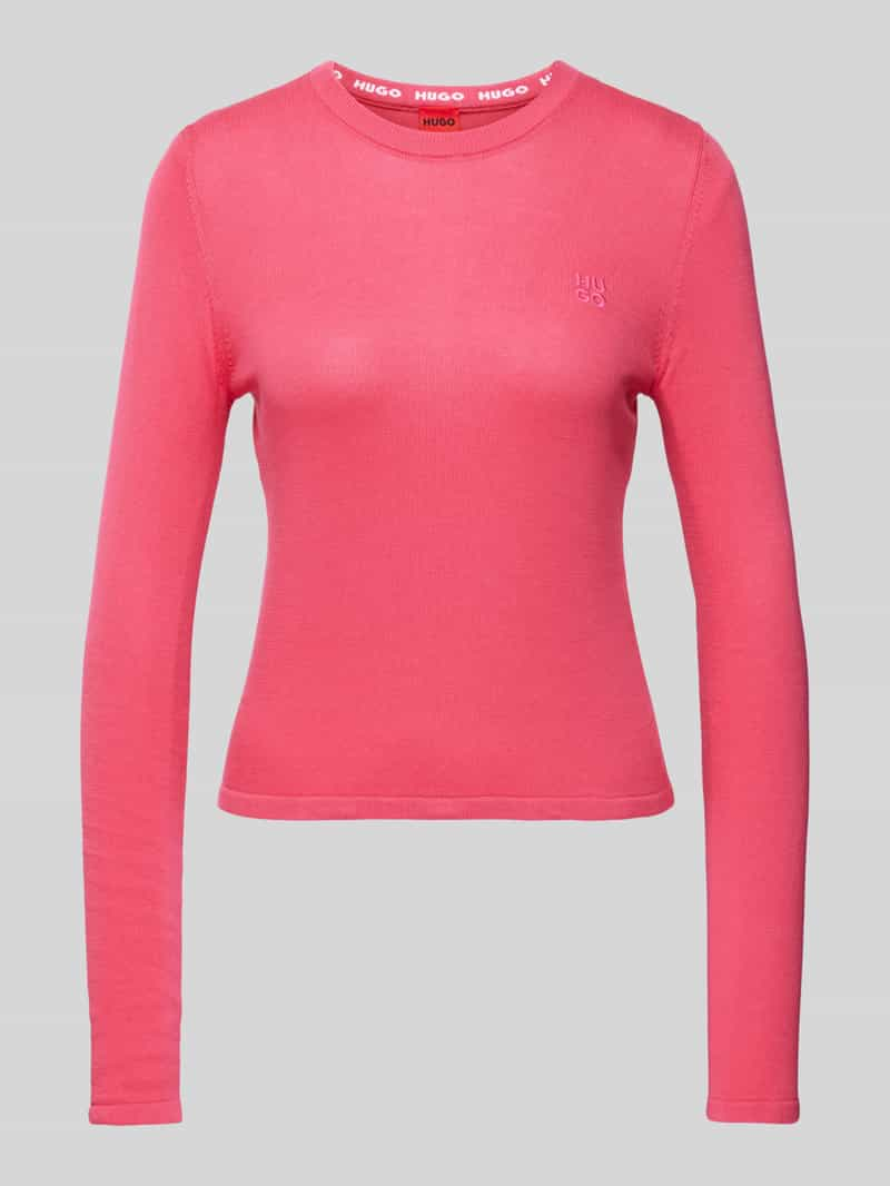 HUGO Gebreide pullover met labelstitching, model 'Scallia'