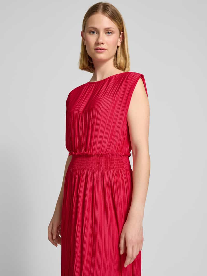 Ichi Maxi-jurk met plissévouwen en ronde hals