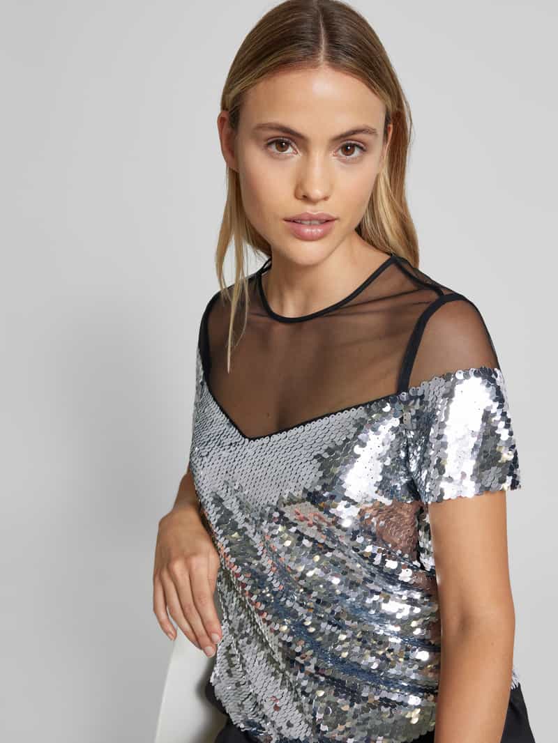 Marc Cain Regular fit blouse met pailletten
