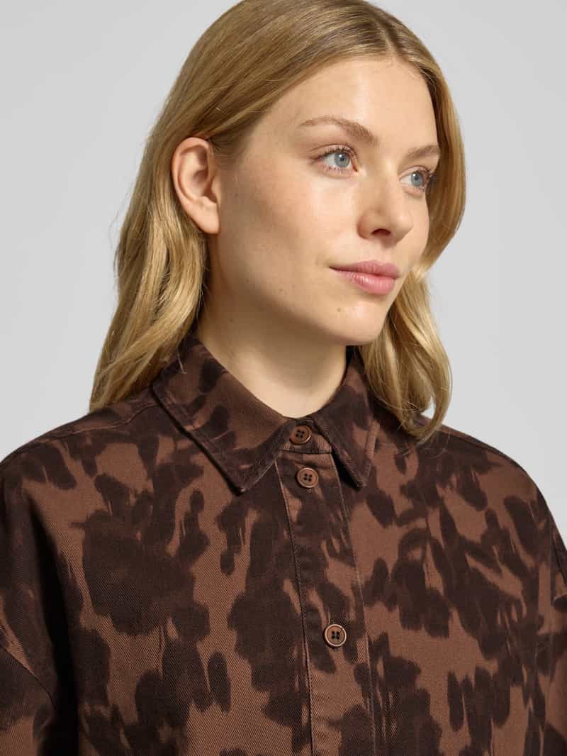 JAKE*S STUDIO WOMAN Twill overhemdjack met knoopsluiting en Kentkraag