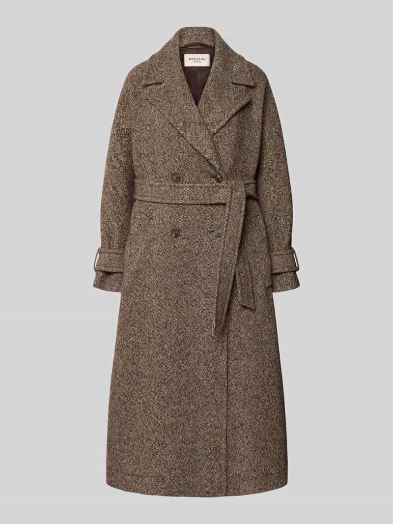 Weekend Max Mara Regular fit lange wollen jas met strikceintuur