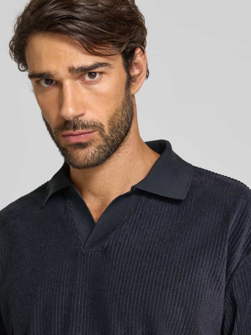 lindbergh Oversized poloshirt met structuurmotief